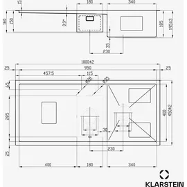 Klarstein Spülbecken – 1,5 Becken mit Abtropffläche, Robuster 304 Edelstahl, Kratz- & Hitzebeständig, Leicht zu Reinigen, Inkl. Überlauf & Ei... - Grau