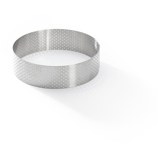 De Buyer - runder gelochter Tortenring VALRHONA - Durchmesser 12,5 cm, Höhe 3,5 cm - 3098.05, Silber