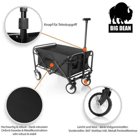 BigDean Bollerwagen faltbar bis 80 kg schwarz