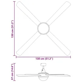 vidaXL Deckenventilator 130 cm Schwarz