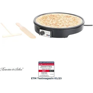 Rosenstein & Söhne Elektrischer XL-Crêpes-Maker mit Temperaturregler, 1.000 Watt, & 28cm