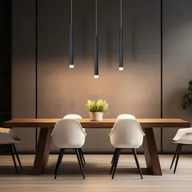 just light. LED Pendelleuchte Hängelampe Deckenleuchte Wohnzimmerlampe Esszimmerleuchte, Metall Alu schwarz, 18 W 1000lm warmweiß 3000k, H 120 cm