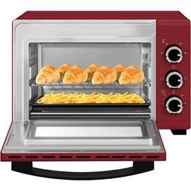 Woltu Mini Backofen 21 L, elektrischer Minibackofen, Miniofen, Pizzaofen, 1280 W, 100-230 °C, Timer 60 Min., Ober-/Unterhitze, Doppelverglasung, Rot