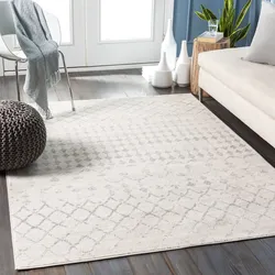Teppich SURYA "LYON", weiß, B:80cm H:9mm L:150cm, Kunstfaser, Teppiche, Berber, Ethnisch Boho Kurzflor Wohnzimmerteppich, Schlafzimmer