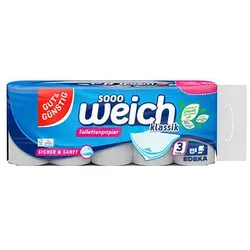 GUT&GÜNSTIG Toilettenpapier weich klassik 3-lagig, 10 Rollen