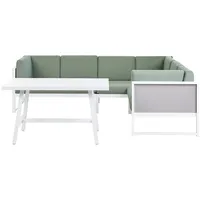 Beliani Castella Loungeset 2-tlg. grau/grün/weiß