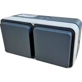 Berker 47753525 Steckdose 2fach waagerecht mit Klappdeckel, 4 Schieber, Berker W.1,grau matt