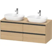 Duravit Ketho.2 Waschtischunterbau, Beckenausschnitt beidseitig, 1400x568x550mm, K24898B30300000, Farbe: Eiche