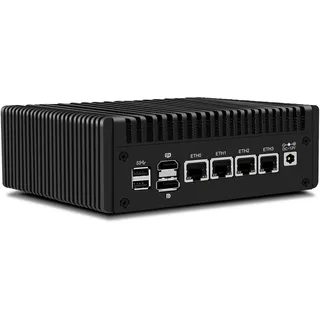 CWWK Mini PC N150 (Upgraded N100) Firewall Appliance, OPNsense Mini Computer mit 4 Port i226-V 2.5GbE LAN, F4 Fanless Micro PC DDR5 8GB RAM 256GB SSD, PCIe3.0 x4, 2-Display, TF