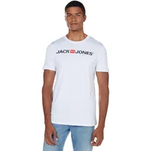 JACK & JONES Herren Rundhals T-Shirt JJECORP Logo Slim Fit Plussize XXL-8XL, Größe:4XL, Farbe:White 12184987