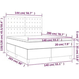 vidaXL Boxspringbett mit Matratze Dunkelbraun 140x200 cm Stoff1367563