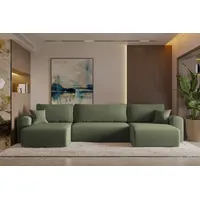 kaiser möbel Ecksofa mit schlaffunktion und bettkasten, Sofa U-form, Couch U-form CAPRI Poso Hellgrün - Grün