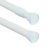 Relaxdays Teleskopstange, 66–110 cm, Klemmstange für Duschvorhang, Gardine, Türrahmen, Edelstahl, ohne Bohren, weiß