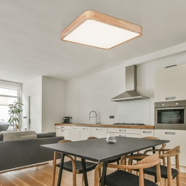 ETC Shop Deckenlampe LED Fernbedienung Holz Wohnzimmer Deckenleuchte Memory-Funktion Backlight CCT-Schaltung, Metall, 36W 1480lm 3000-6000K, LxBxH