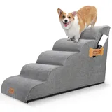 Nobleza Hundetreppe für Kleine Hunde, 5 Stufen Hundetreppe Schwamm Hunderampe Haustiertreppe für Hunde mit Fusselrolle, Katzentreppe und Hunde treppe für Bett Sofa