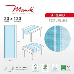 MANK Tischläufer aus Airlaid Design Brooklyn in Sky-Aqua, 40 cm x 24 m , 1 Stück - Tischtuch Tischband Tischdecke