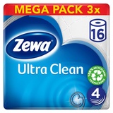 Zewa Toilettenpapier Ultra Clean 4-Lagig, Mega Pack, 3 Packungen (48 Rollen x 135 Blatt)
