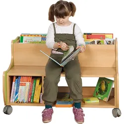 Bücherwagen mit 6+3 Fächern und Sitzfläche