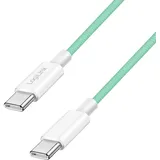 Logilink USB 2.0 Typ-C Anschlusskabel, C Stecker zu C (Stecker) mit Nylon-Ummantelung, 60W, Grün, 0,5 m