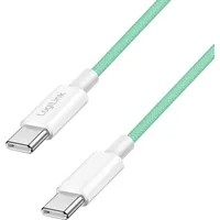 Logilink USB 2.0 Typ-C Anschlusskabel, C Stecker zu C (Stecker) mit Nylon-Ummantelung, 60W, Grün, 0,5 m