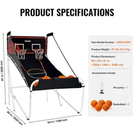 Vevor Faltbares Basketballspiel Schwarz/Weiß