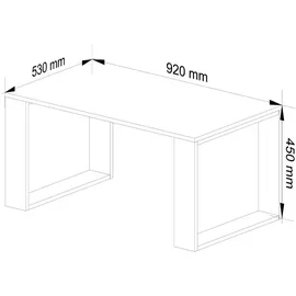Akord Couchtisch Nox Artisan, Eiche 92 cm, mit Schwarzem Fußrahmen B92xh53xt45 Cm