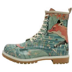 Schnürboots DOGO "Damen Boots Damen Boots Vegan Damen Boots / Female", Damen, Gr. 39, Normalschaft, bunt (grün, orange), Lederimitat, Schuhe, Vegan