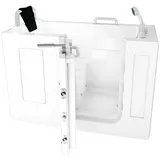 AcquaVapore Whirlpool-Badewanne Sitzwanne Whirlpool Wanne mit Tür S07WP-TH-C-L 140x76cm, (1-tlg), mit Ablaufgarnitur weiß