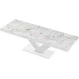 designimpex Esstisch HE-999 Marmoroptik Hochglanz - Weiß Hochglanz ausziehbar 160 bis 256cm weiß