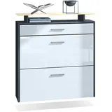 Vladon Schuhschrank, Weiß Hochglanz, Holzwerkstoff, 89x96x23 cm, Garderobe, Schuhaufbewahrung, Schuhkipper