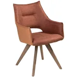 G + K Polsterstuhl LAZE, Cognacfarben Rot - Stoffbezug - Holzgestell - drehbar