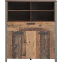 Highboard FORTE "Clif", grau (old wood vintage, beton, optik), Sideboards, Breite 106 cm