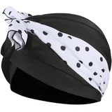Schwimmkappe Damen Turban Badekappe Badehaube Frauen Langhaarkappe Swimming Cap Schwimmhaube Mädchen Bademütze Elastisch Schwimmmütze für Lange Kurze Haare (Tupfen)