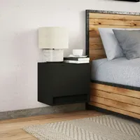VidaXL Wand-Nachttisch mit LED-Leuchten Schwarz
