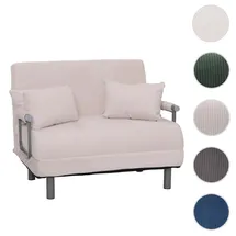 Mendler Schlafsessel HWC-K29, Klappsessel Schlafsofa Gästebett, Liegefläche 190x100cm, Stoff Cord (330g/m2) Creme-weiß