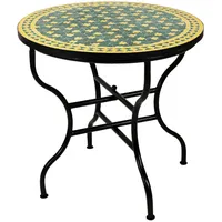 Marrakesch Orient & Mediterran Interior Estrella Gartentisch Ø 80 x 75 cm Grün/Gelb