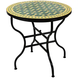 Marrakesch Orient & Mediterran Interior Estrella Gartentisch Ø 80 x 75 cm Grün/Gelb