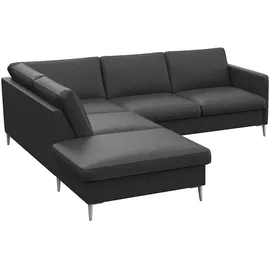 FLEXLUX Ecksofa »Fiore, L-Form«, schmale Armlehnen, Füße alufarben, B/T 234/225 cm, Kaltschaum im Sitz schwarz