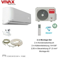 VIVAX R Design 12000 BTU +2 m Montageset 3,8KW Klimagerät Split Klimaanlage A+++
