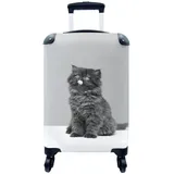 MuchoWow© Koffer Handgepäck Trolley Rollkoffer Kleine Reisekoffer mit 4 Rollen - Kätzchen - Perserkatze - Zunge - Mädchen - Kinder - Jungen - Kinder - Cabin Size < 55x40x23 & 55x40x20 cm - Fotokoffer