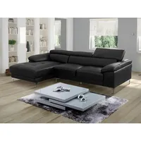 SOLANGE Lederecksofa - Schwarz - Linkes Ecksofa - Schwarz