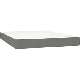 vidaXL Boxspringbett mit Matratze & LED Dunkelgrau 140x200 cm Stoff