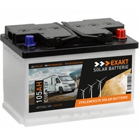 EXAKT Solarbatterie 105Ah 12V Wohnmobil Boot Solar Batterie statt 100Ah 80Ah