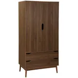 sweeek - Kleiderschrank im Vintage-stil mit Holzdekor, 2 Türen,