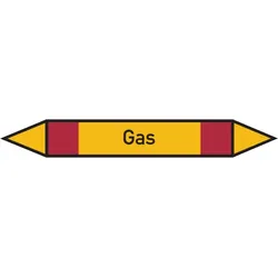 Rohrleitungskennzeichen Gas - 270x37 mm Folie selbstklebend