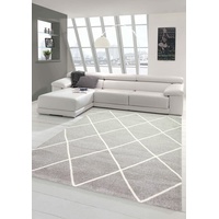 Teppich-Traum Skandinavischer Stil Wohnzimmerteppich Rautenmuster - pflegeleicht - grau Creme weiß Größe 120x170 cm