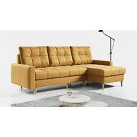 MKS MEBLE Ecksofa - L-Form Sofa mit Schlaffunktion - Wohnlandschaft L Form, Ecksofa mit Schlaffunktion und Bettkasten, Schlafsofa mit Bettkasten, Couch mit Schlaffunktion - Orange Astra