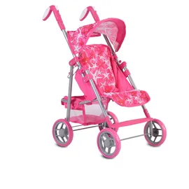Moni Puppenwagen Stars 9351 faltbar, Rückenlehne und Schiebegriffe verstellbar pink