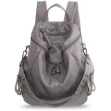 FANDARE Damen Rucksack Mode Schultertasche Wasserdicht Daypack Umhängetasche Mädchen Schultasche für Universität Einkaufen Arbeit Dating Freizeit Party Rucksäcke PU Grau