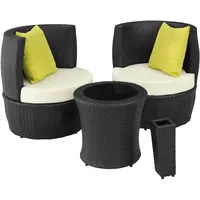 Tectake Rattan Sitzgruppe Nizza mit Aluminiumgestell, - Schwarz